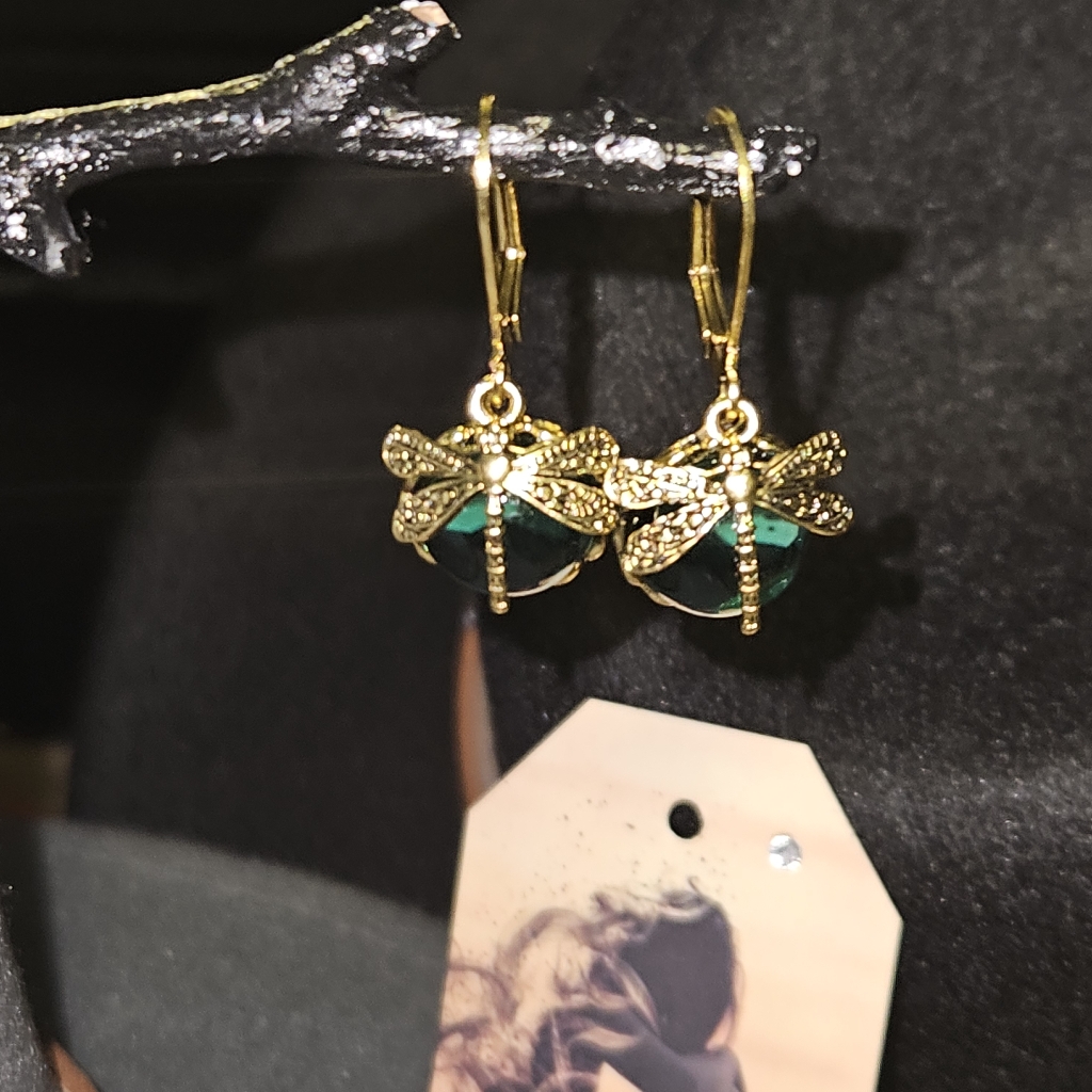 Dragonfly Vintage Drop Earrings